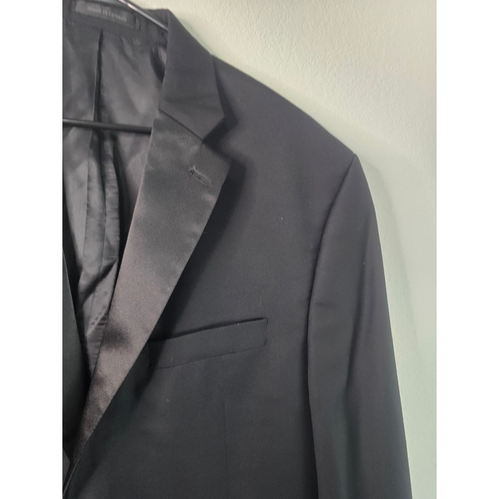 Lauren Ralph Lauren Mens Black 100% Wool Natural Tuxedo Jacket Blazer 46R EUC - Picture 3 of 12